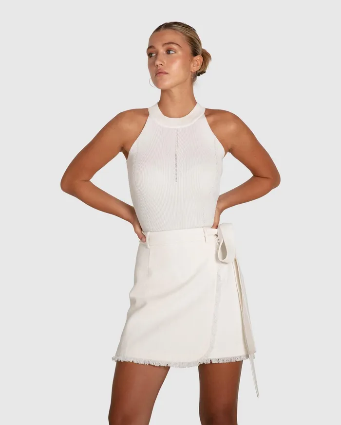 Belle and Bloom Knitwear Women Back For Good High Neck Bodysuit 8211 White