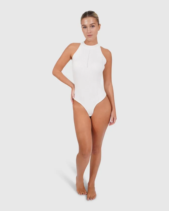 Belle and Bloom Knitwear Women Back For Good High Neck Bodysuit 8211 White