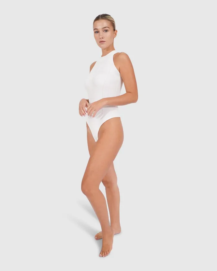 Belle and Bloom Knitwear Women Back For Good High Neck Bodysuit 8211 White