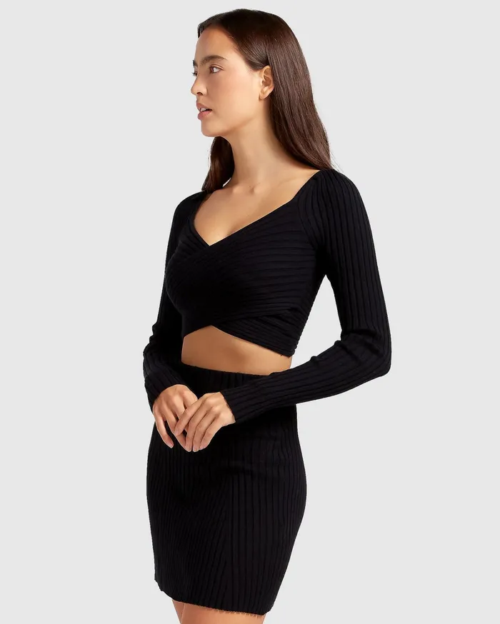 Belle and Bloom Knitwear Women Forget Me Not Knit Crop 8211 Black