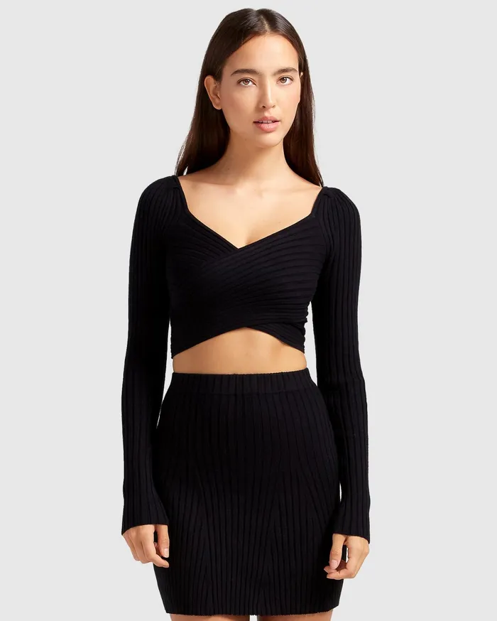 Belle and Bloom Knitwear Women Forget Me Not Knit Crop 8211 Black