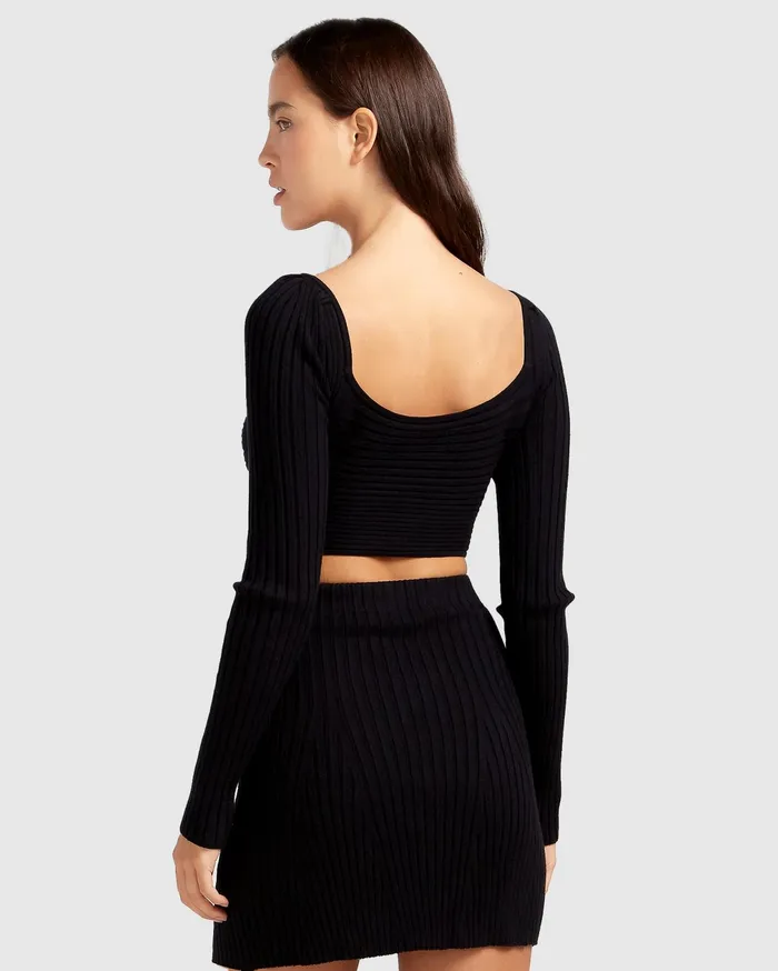 Belle and Bloom Knitwear Women Forget Me Not Knit Crop 8211 Black