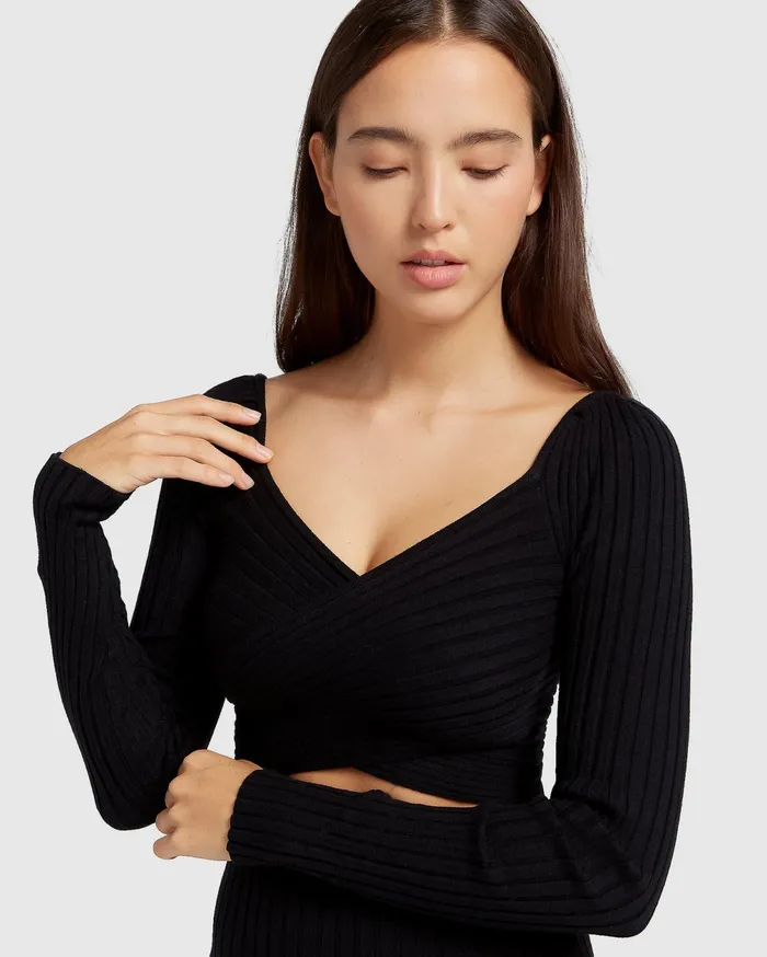 Belle and Bloom Knitwear Women Forget Me Not Knit Crop 8211 Black
