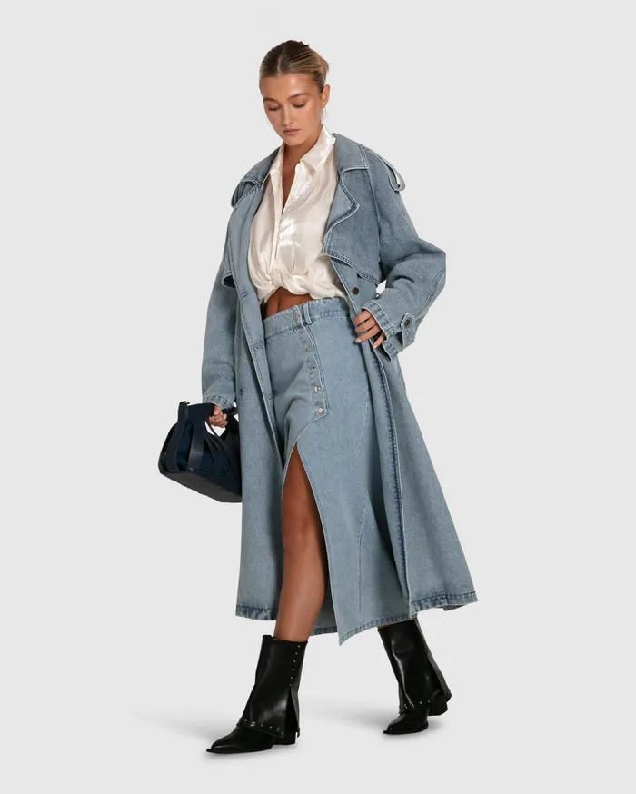 Belle and Bloom Pants and Skirts Women Can039t Forget You Denim Midi Skirt