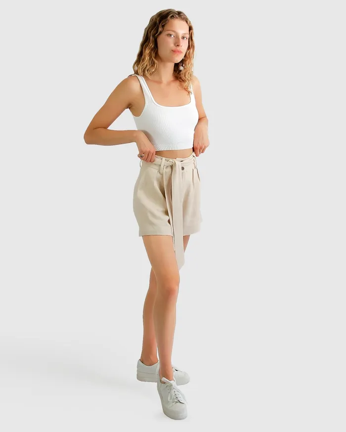 Belle and Bloom Pants and Skirts Women Limitless Belted Shorts 8211 Natural