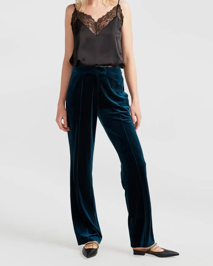 Belle and Bloom Pants and Skirts Women Reverie Velvet Pant 8211 Dark Teal