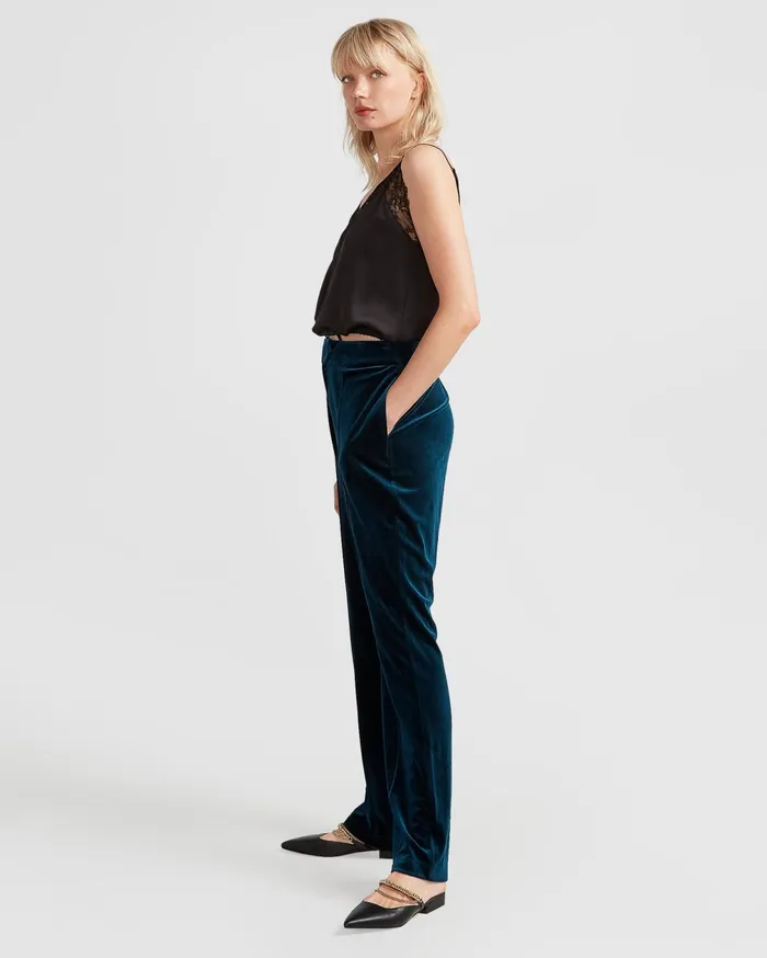 Belle and Bloom Pants and Skirts Women Reverie Velvet Pant 8211 Dark Teal