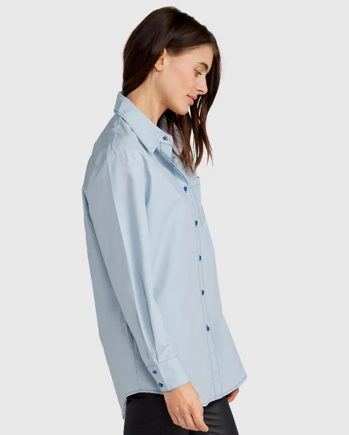 Belle and Bloom Tops Women My Girl Oversized Shirt 8211 Duck Egg Blue