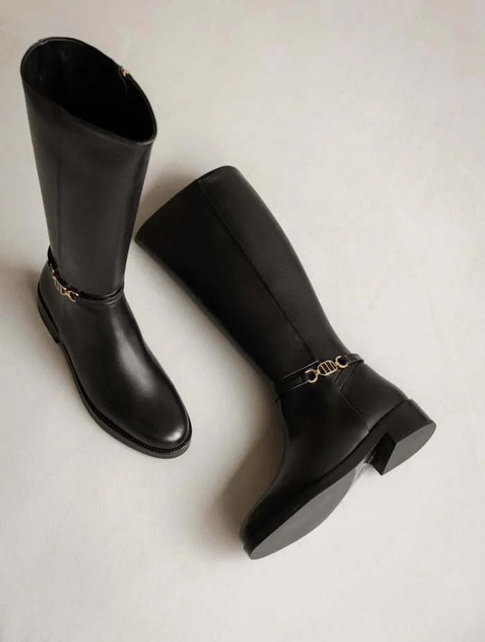 Bianca Passion Black Women Bobbies Knee High Boots