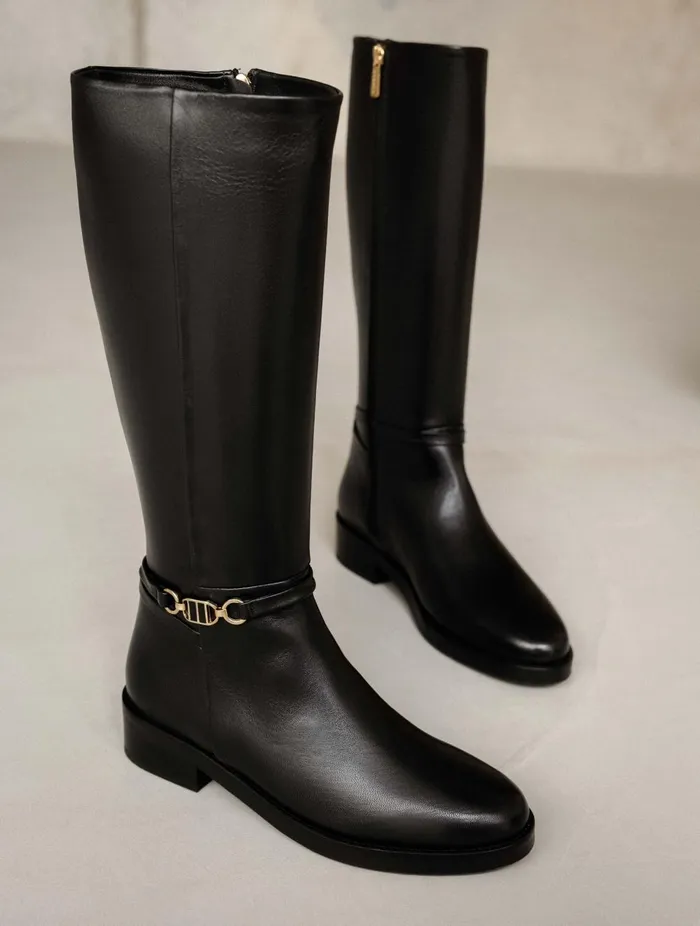 Bianca Passion Black Women Bobbies Knee High Boots
