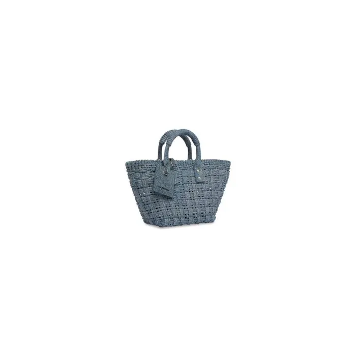 Bistro Xs Basket With Strap Denim In Blue Women Balenciaga Tote Bags