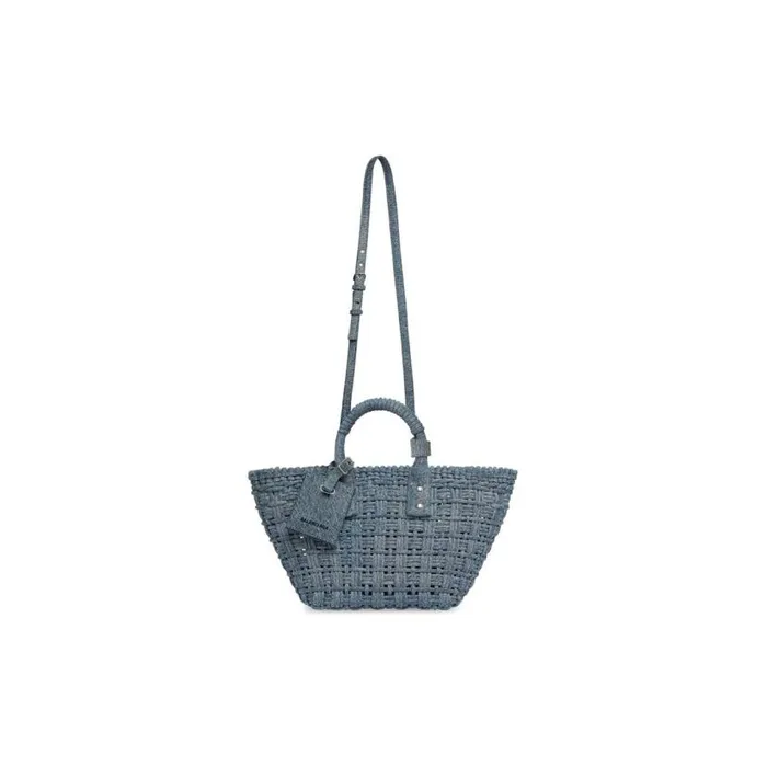 Bistro Xs Basket With Strap Denim In Blue Women Balenciaga Tote Bags