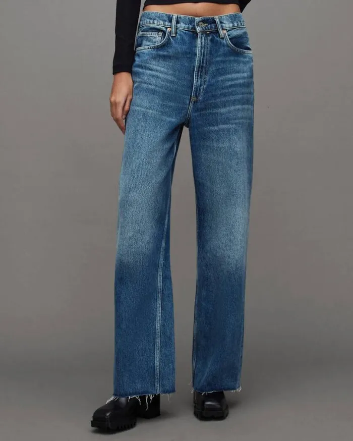 Blake Low Slung Wide Leg Jeans Dark Indigo Women AllSaints Jeans
