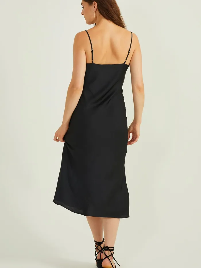 Blythe Satin Slip Midi Dress Black Women Altar039d State Casual