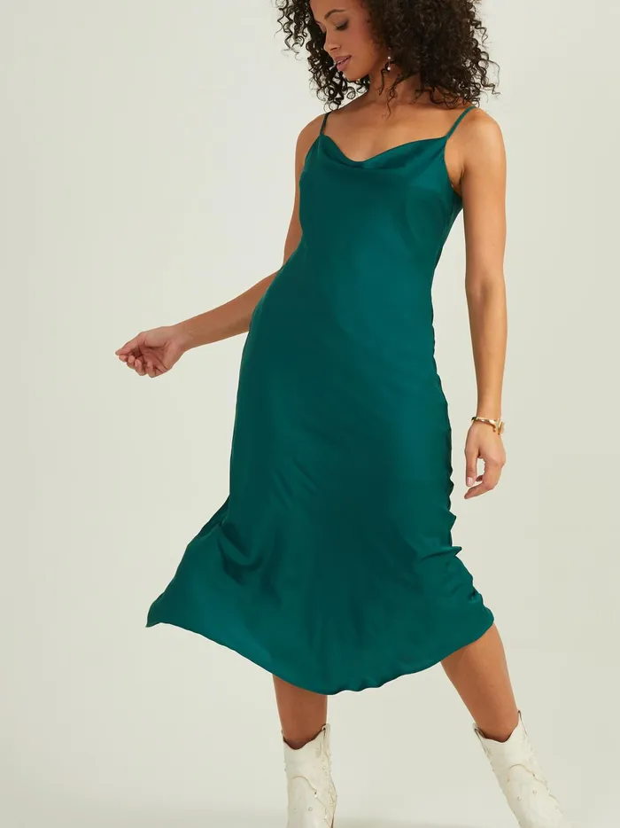 Blythe Satin Slip Midi Dress Hunter Women Altar039d State Casual
