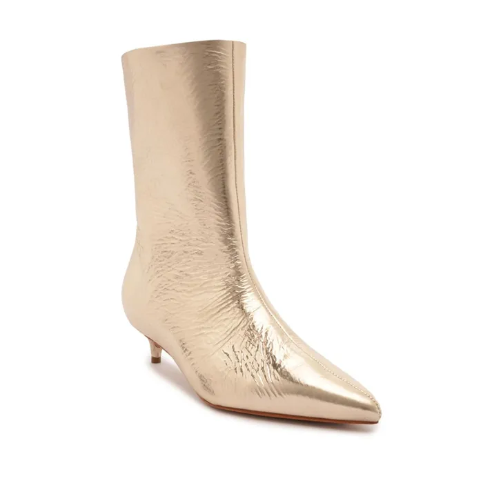 Booties Women Schutz Shoes Gail Smashed Metallic Bootie Gold