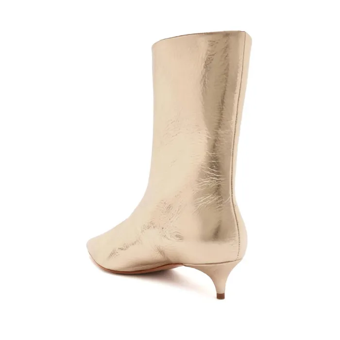 Booties Women Schutz Shoes Gail Smashed Metallic Bootie Gold