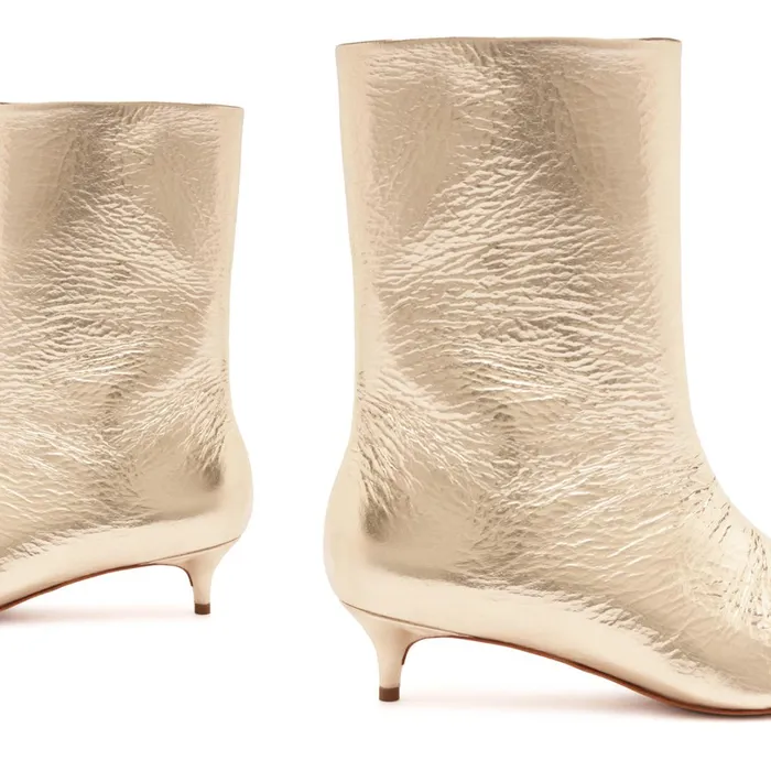 Booties Women Schutz Shoes Gail Smashed Metallic Bootie Gold