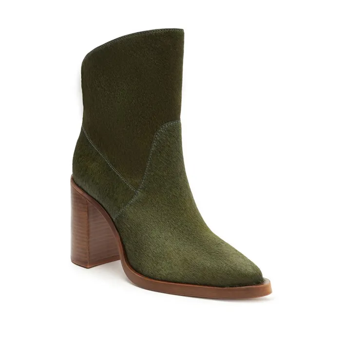 Booties Women Schutz Shoes Misty Calf Hair Bootie Moss Green