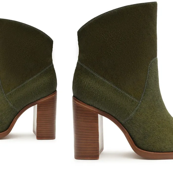 Booties Women Schutz Shoes Misty Calf Hair Bootie Moss Green
