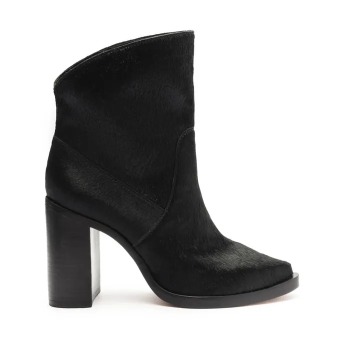 Booties Women Schutz Shoes Misty Calf Hair Leather Bootie Black