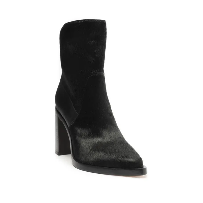 Booties Women Schutz Shoes Misty Calf Hair Leather Bootie Black