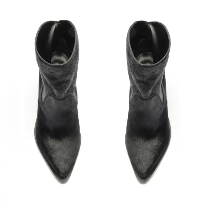 Booties Women Schutz Shoes Misty Calf Hair Leather Bootie Black