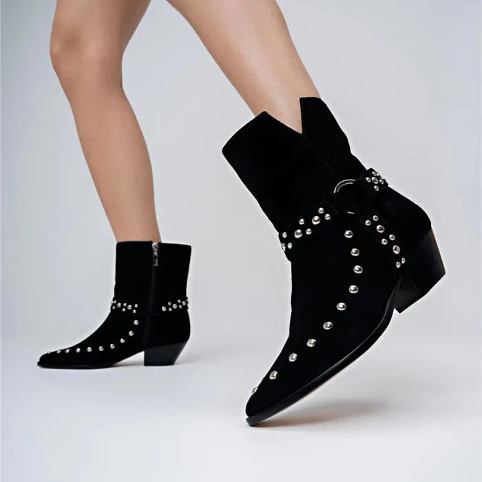 Booties Women Schutz Shoes Rhiannon Suede Bootie Black