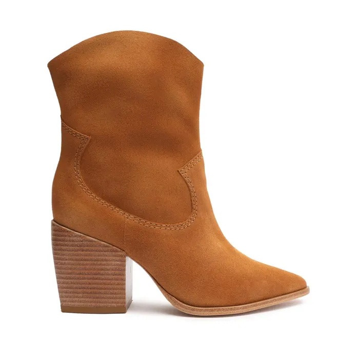 Booties Women Schutz Shoes Tessie Suede Bootie Honey Beige