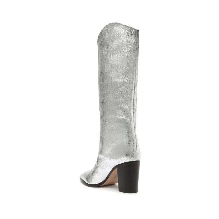 Boots Women Schutz Shoes Maryana Block Crackled Leather Boot Silver Boots Women Schutz Shoes Maryana Block Crackled Leather Boot Silver