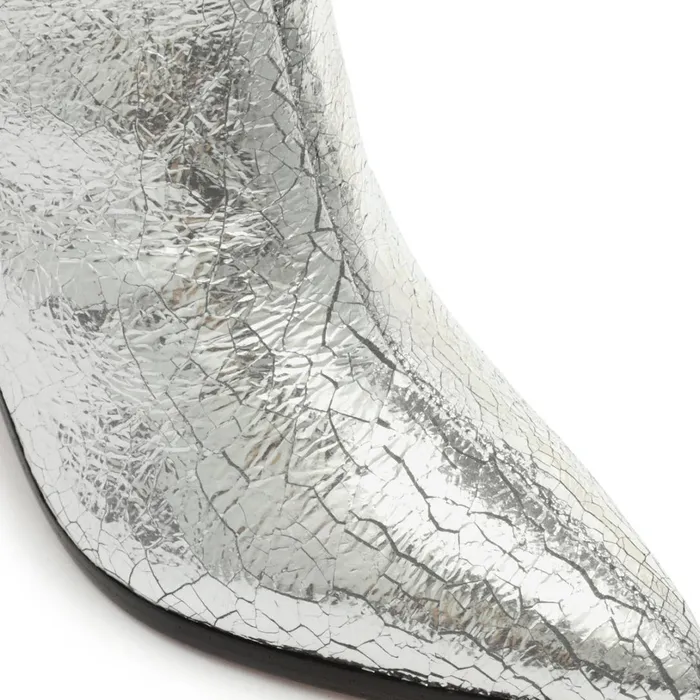 Boots Women Schutz Shoes Maryana Block Crackled Leather Boot Silver Boots Women Schutz Shoes Maryana Block Crackled Leather Boot Silver