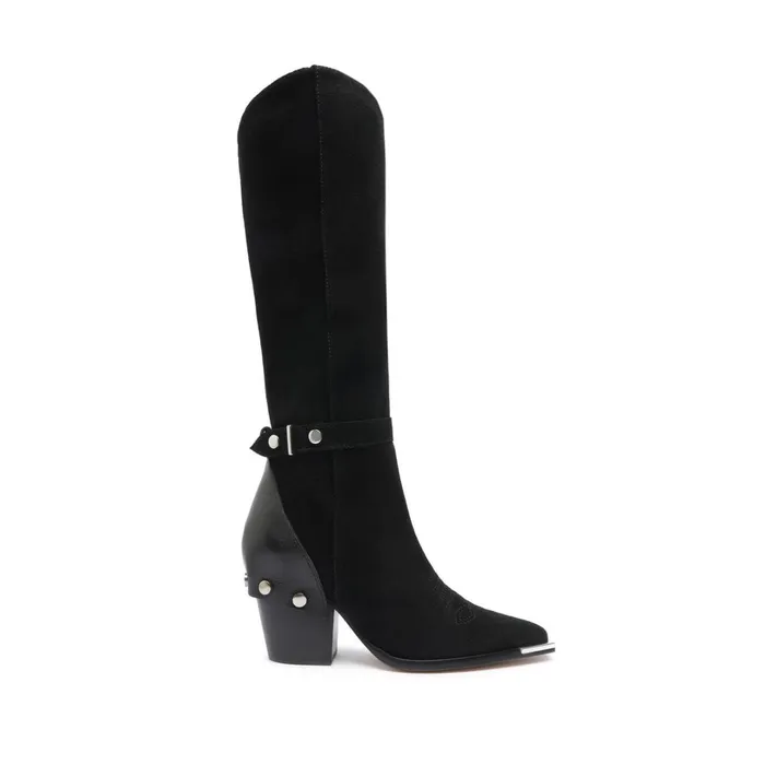 Boots Women Schutz Shoes Rianne Suede Boot Black