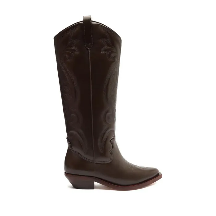Boots Women Schutz Shoes Zachy Up Leather Boot Dark Chocolate