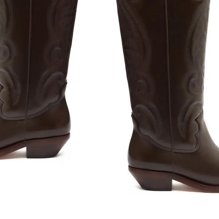 Boots Women Schutz Shoes Zachy Up Leather Boot Dark Chocolate