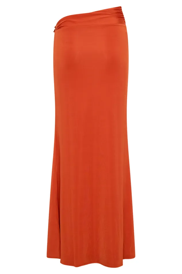 Bottoms Women Meshki Ainsley Asymmetrical Maxi Skirt With Floral Hardware 8211 Burnt Orange