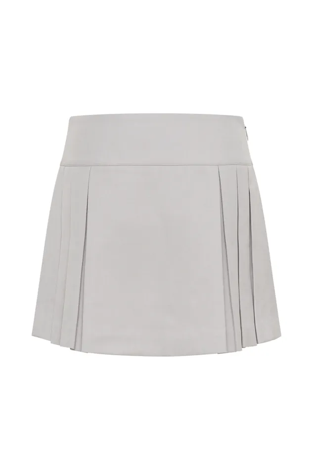 Bottoms Women Meshki Angie Pleated Buckle Mini Skirt 8211 Grey