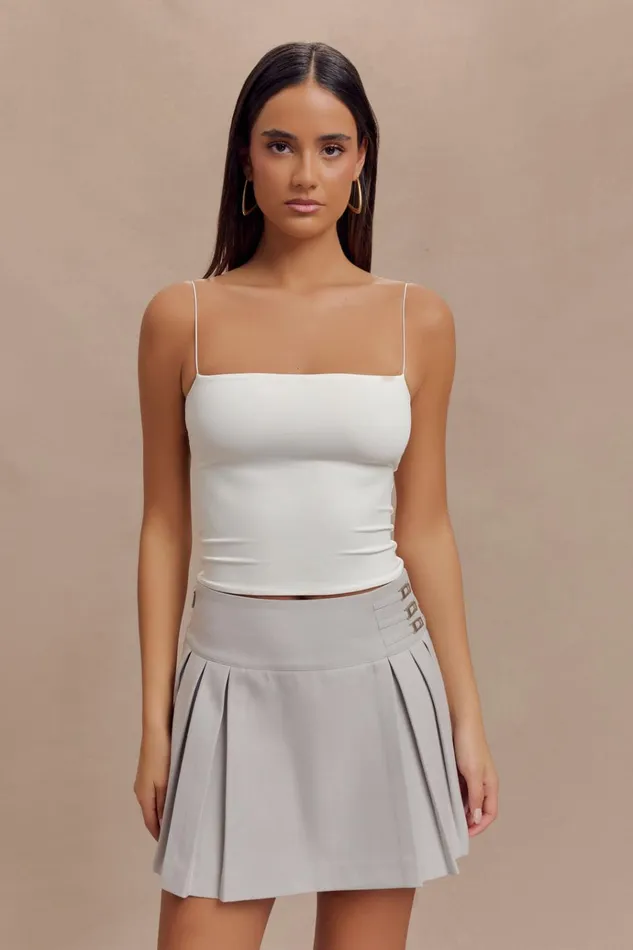 Bottoms Women Meshki Angie Pleated Buckle Mini Skirt 8211 Grey