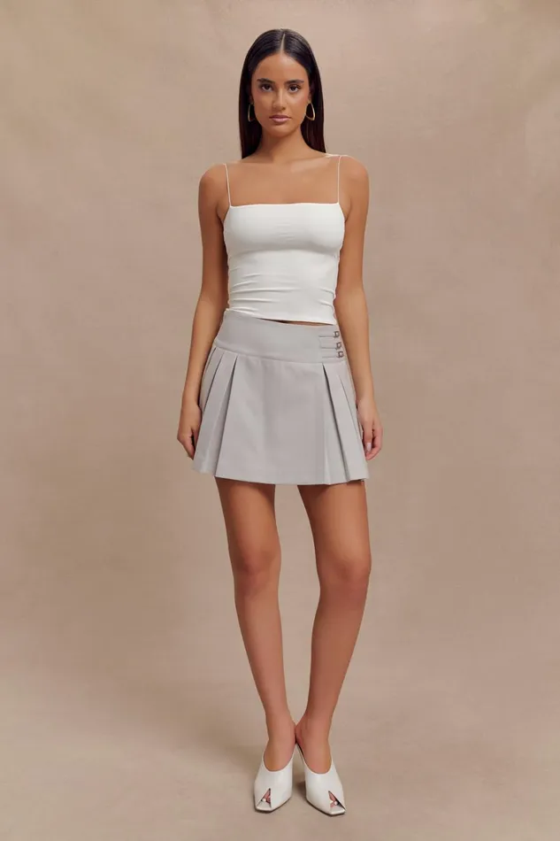 Bottoms Women Meshki Angie Pleated Buckle Mini Skirt 8211 Grey