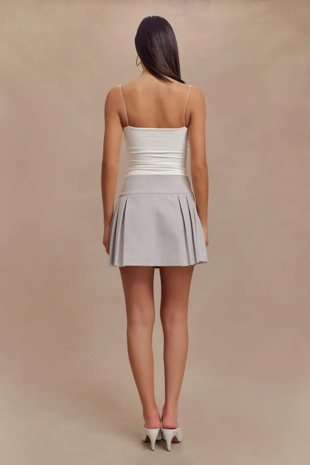 Bottoms Women Meshki Angie Pleated Buckle Mini Skirt 8211 Grey