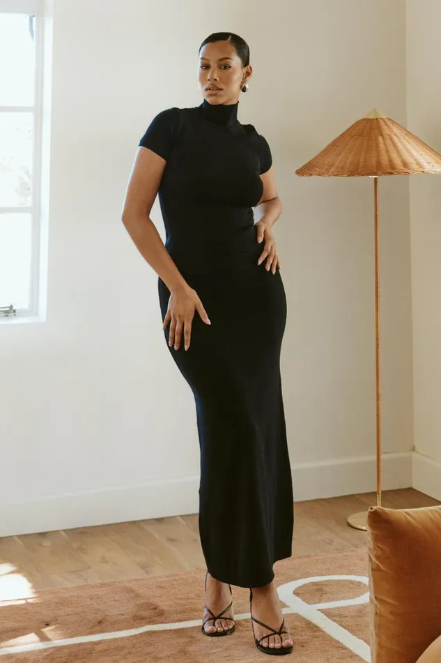 Bottoms Women Meshki Avani Mid Rise Knit Maxi Skirt 8211 Black