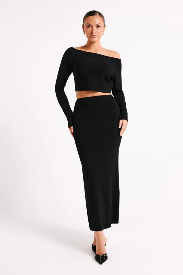Bottoms Women Meshki Avani Mid Rise Knit Maxi Skirt 8211 Black