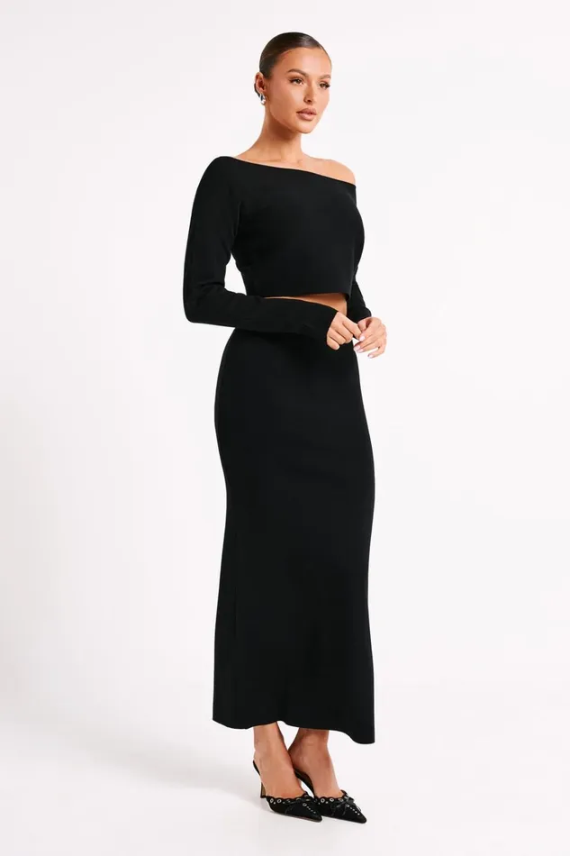 Bottoms Women Meshki Avani Mid Rise Knit Maxi Skirt 8211 Black