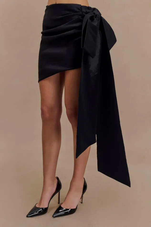 Bottoms Women Meshki Becca Taffeta Mini Skirt With Tie 8211 Black
