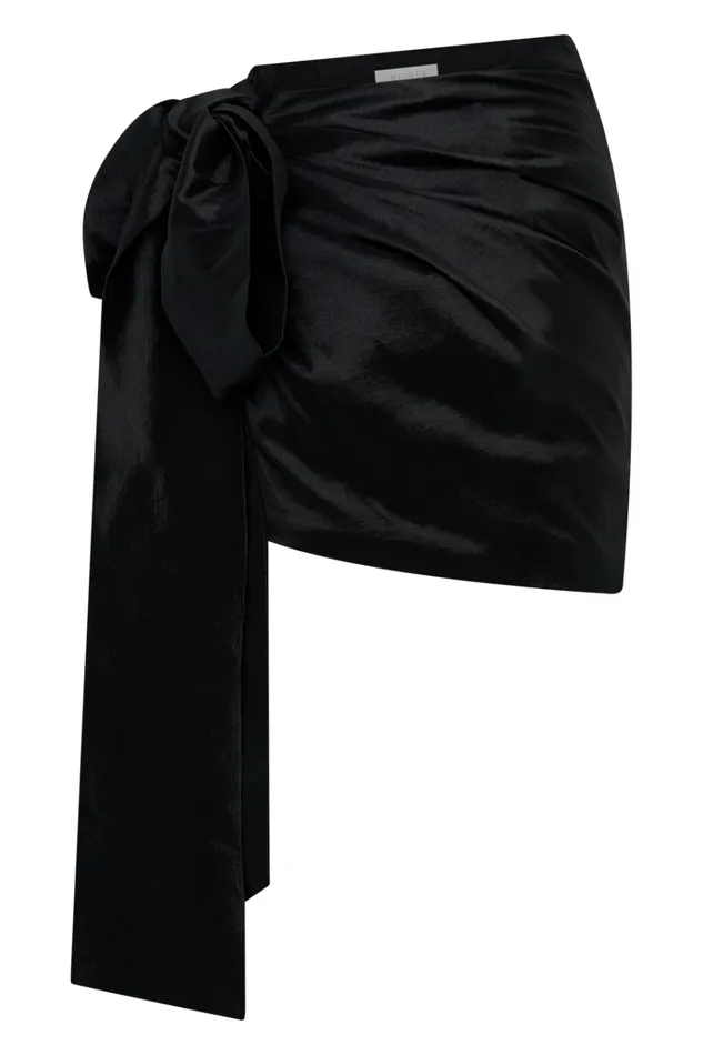 Bottoms Women Meshki Becca Taffeta Mini Skirt With Tie 8211 Black
