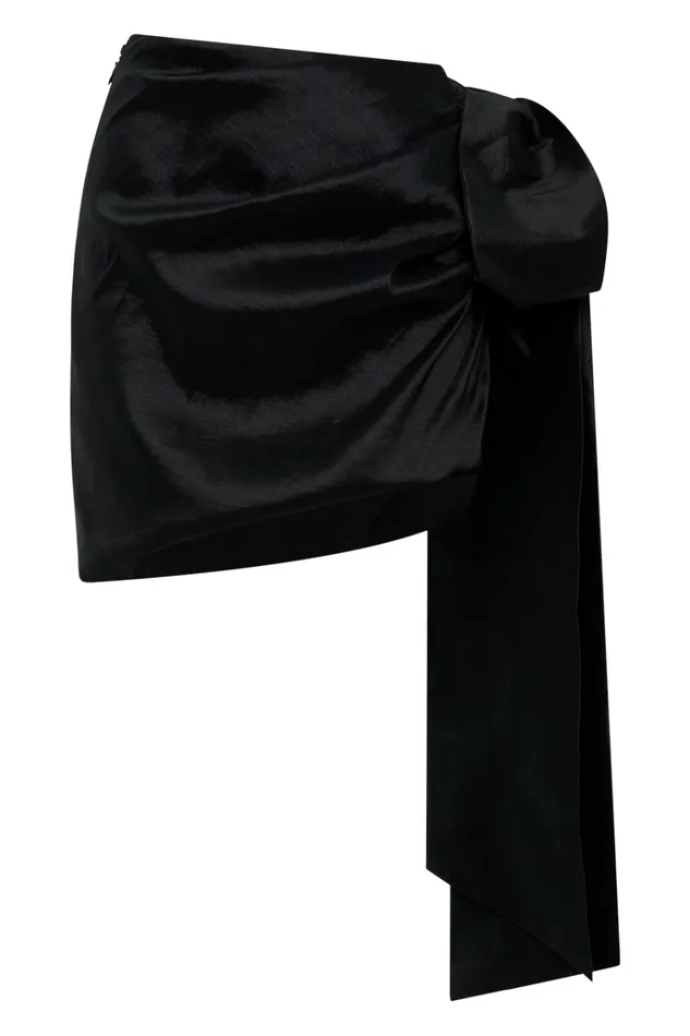 Bottoms Women Meshki Becca Taffeta Mini Skirt With Tie 8211 Black