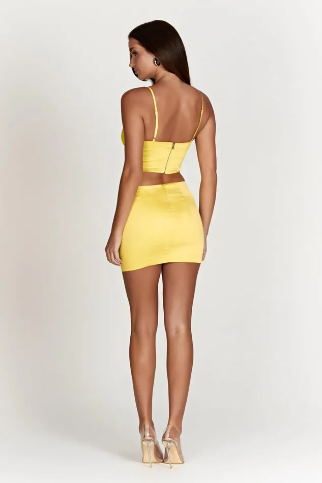 Bottoms Women Meshki Briony Low Rise Mini Skirt 8211 Lemon Bottoms Women Meshki Briony Low Rise Mini Skirt 8211 Lemon