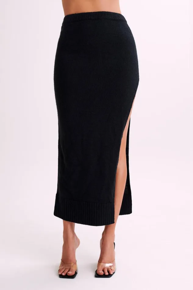 Bottoms Women Meshki Brittany Knit Midi Skirt 8211 Black