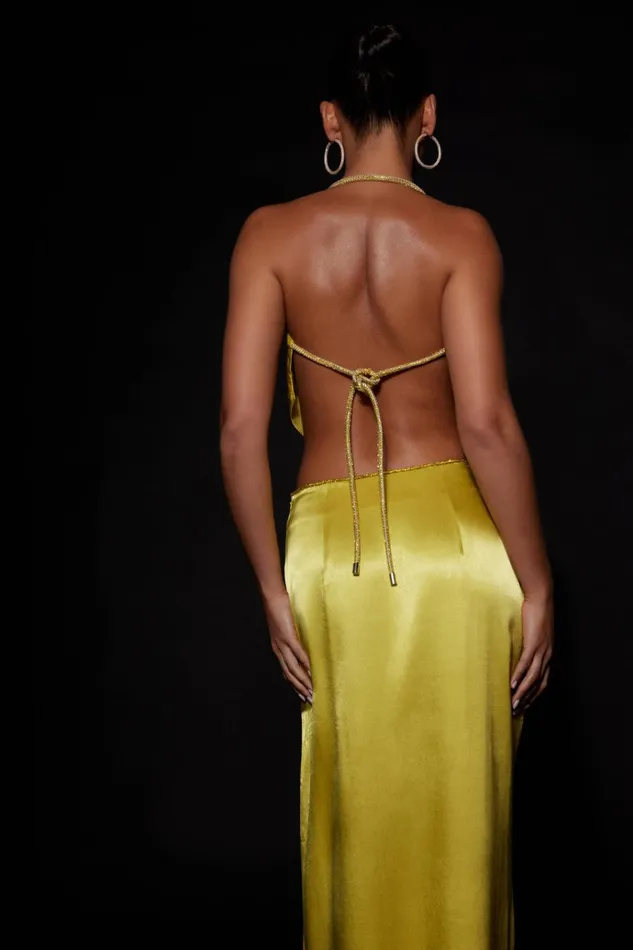 Bottoms Women Meshki Christie Diamante Rope Maxi Skirt 8211 Chartreuse Bottoms Women Meshki Christie Diamante Rope Maxi Skirt 8211 Chartreuse