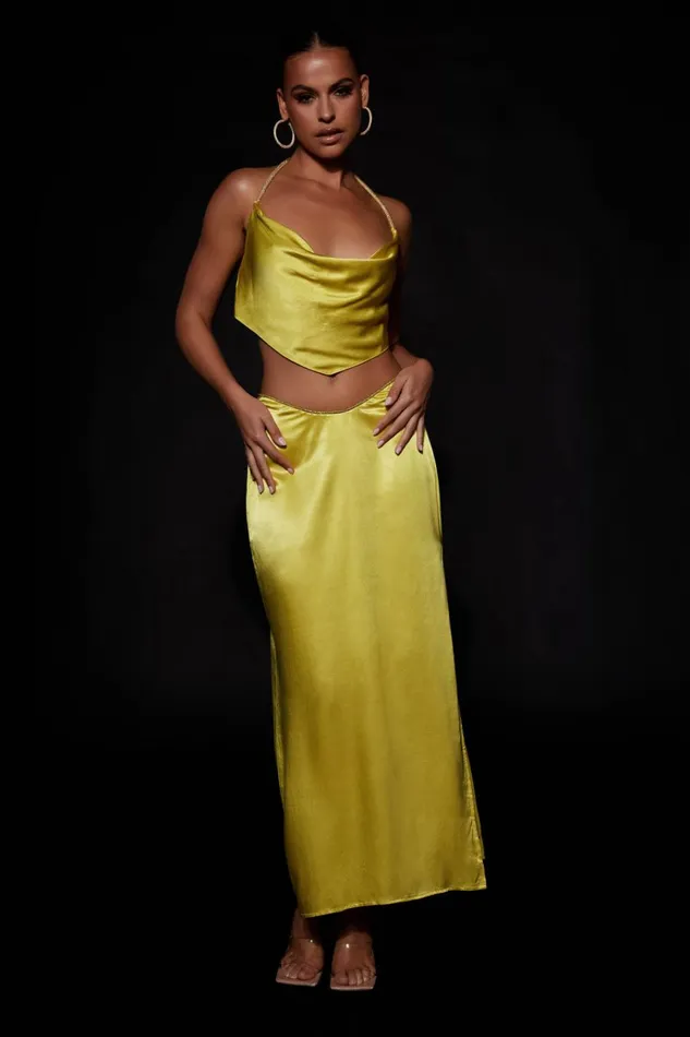Bottoms Women Meshki Christie Diamante Rope Maxi Skirt 8211 Chartreuse Bottoms Women Meshki Christie Diamante Rope Maxi Skirt 8211 Chartreuse