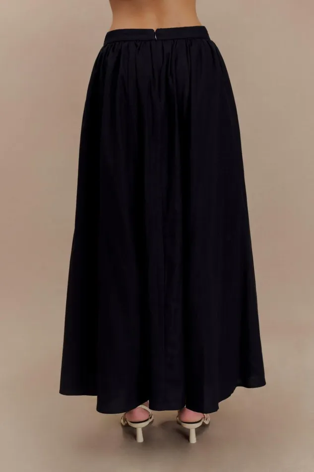 Bottoms Women Meshki Clarence Linen ALine Maxi Skirt 8211 Black